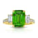 Platinum 4.02 Carat Emerald Cut Green Tsavorite and Diamond Ring
