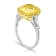 Platinum 7.54 Carat Cushion Yellow  Sapphire and Diamond Ring