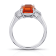 Rectangular Octagonal Orange Sapphire and Diamond Platinum Ring 3.84ctw
