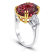 Oval Red Spinel and Diamond Platinum 3-Stone Ring 16.16ctw