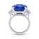 Platinum 20.26 Carat Cushion Blue Sapphire and Diamond Ring