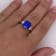 Square Blue Sapphire and Diamond Platinum Ring 6.23ctw