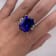 Rectangular Octagonal Blue Tanzanite and Diamond Platinum Ring 21.13ctw