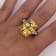 23.89 Yellow Cushion Sapphire and Diamond Platinum Ring