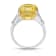 Platinum 7.54 Carat Cushion Yellow  Sapphire and Diamond Ring