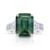 Emerald Cut Green Sapphire and Diamond Platinum Ring