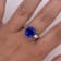 6.71ctw Square Blue Sapphire and Diamond Platinum Ring