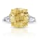 Platinum 7.54 Carat Cushion Yellow  Sapphire and Diamond Ring