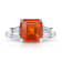 6.90ctw Square Emerald Cut Orange Sapphire and Diamond Platinum Ring
