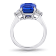 Square Blue Sapphire and Diamond Platinum Ring 6.23ctw