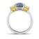 3.15ctw Cushion Greenish Blue Sapphire and Diamond Platinum Ring