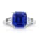 6.71ctw Square Blue Sapphire and Diamond Platinum Ring