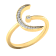 0.10ctw Round White Diamond Half Moon Open Design Ring in 14KT Yellow Gold