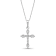 14K White Gold Diamond Cross Pendant with Sterling Silver Chain 0.75ct
