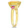 3 1/2 CTW Citrine, Ruby and Diamond 3-Stone Ring in 18K Yellow Gold
Plated Sterling Silver
