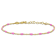 Pink Enamel Station Ball Link Bracelet in Yellow Plated Sterling Silver