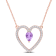 1 1/8 CT TGW Amethyst and White Topaz Open Heart Pendant with Chain in
Rose Plated Sterling Silver