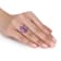 3 1/2 CT TGW Amethyst and White Topaz Ring in Rose Gold Plated Sterling Silver
