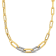 White Sparkle Enamel Oval Link Necklace in 14K Yellow Gold Over Sterling Silver