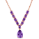 2 1/3 CT TGW Amethyst Lariat Necklace in Rose Plated Sterling Silver