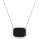 5 CT TGW Black Agate Necklace with Beaded Halo in Sterling Silver