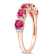 1 5/8 CT TGW Created Ruby & Created White Sapphire Semi Eternity
Ring in Rose Plated Sterling Silver