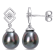 8-9MM Black Tahitian Cultured Pearl and White Topaz Drop Earrings in
Sterling Silver