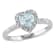 5/8 CT TGW Aquamarine and 1/10 CT TW Diamond Heart Halo Ring in Sterling Silver