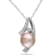 9-9.5MM Pink Freshwater Cultured Pearl and Diamond Pendant with Chain in
Sterling Silver