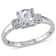 4/5 CT TGW Aquamarine and Diamond Accent 3-Stone Ring in Sterling Silver