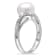 9-9.5MM Freshwater Cultured Pearl Bypass Ring with Diamonds in Sterling Silver