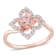4/5 CTW Morganite and White Topaz Floral Ring in Rose Plated Sterling Silver