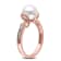 8-8.5MM Freshwater Cultured Pearl and Diamond Solitaire Twist Ring in
Rose Plated Sterling Silver