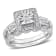 1/5 CT TW Diamond Square Halo Bridal Ring Set in Sterling Silver