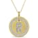 Diamond "R" Initial Pendant with Chain in 18K Yellow Gold Over
Sterling Silver