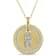 Diamond "R" Initial Pendant with Chain in 18K Yellow Gold Over
Sterling Silver