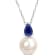 8.5-9MM Freshwater Cultured Pearl and 5/8 CT TGW Created Blue Sapphire
Pendant in Sterling Silver