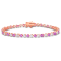 12 CT TGW Created Pink and White Sapphire Bracelet in Rose Plated
Rhodium Over Sterling Silver