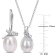 7.5-9MM Freshwater Cultured Pearl and Diamond Accent Earrings and
Pendant Set in Sterling Silver