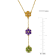 2 5/8 CT TGW Multi-Gemstone Flower Necklace in Yellow Plated Sterling Silver