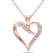 Diamond Heart Pendant with Chain in 18K Rose Gold Over Sterling Silver