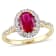 2 5/8 CT TGW Created Ruby, White Topaz and Diamond Accent Vintage Ring
in 14K Yellow Gold