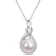 11-12MM Freshwater Cultured Pearl & 1/6 CT TGW Created Sapphire
& Diamond Pendant in Sterling Silver