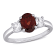 2 CTW  Garnet and Created White Sapphire 3-Stone Ring in Sterling Silver