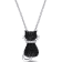 Black Spinel and Created White Sapphire Cat Pendant with Chain in
Sterling Silver with Black Rhodium