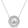 9.5-10MM  Freshwater Cultured Pearl and 1/6 CT TGW Created Sapphire
Pendant in Sterling Silver
