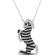 3 3/4 CT TGW Black Spinel, Cubic Zirconia and White Topaz Zebra Necklace
in Sterling Silver