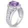 3 3/8 CT TGW Amethyst and Created White Sapphire Halo Ring in Sterling Silver