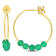 3/4ctw Green Onxy Bead Hoop Earrings in Yellow Plated Sterling Silver