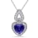 3 1/10 CTW Created Blue and Created White Sapphire Heart Halo Sterling
Silver Pendant w/Chain